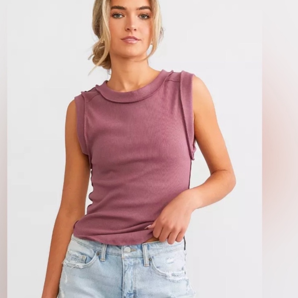 We the free kate tee tank wild ginger in misty plum